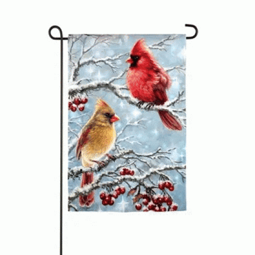 drapeau décoratif - Cardinal en Hiver- boutique folie folie
